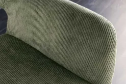 Design Stuhl MUSTANG grün Cord mit Armlehne schwarz Metallgestell