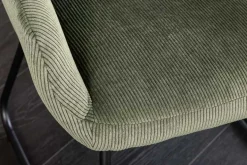 Design Stuhl MUSTANG grün Cord mit Armlehne schwarz Metallgestell