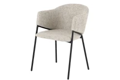 Design Stuhl NOBLESSE beige Chenille schwarzes Metallgestell
