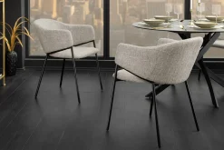 Design Stuhl NOBLESSE beige Chenille schwarzes Metallgestell