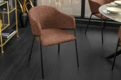 Design Stuhl NOBLESSE braun Chenille schwarzes Metallgestell