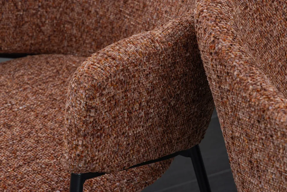 Design Stuhl NOBLESSE braun Chenille schwarzes Metallgestell