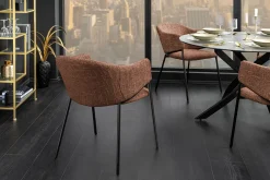 Design Stuhl NOBLESSE braun Chenille schwarzes Metallgestell