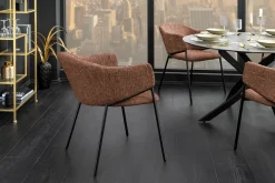 Design Stuhl NOBLESSE braun Chenille schwarzes Metallgestell