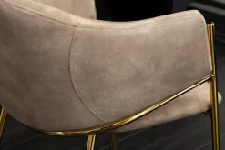 Design Stuhl NOBLESSE champagner beige Samt golden verchromtes Metallgestell