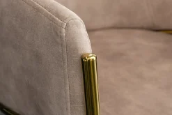 Design Stuhl NOBLESSE champagner beige Samt golden verchromtes Metallgestell