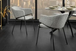 Design Stuhl NOBLESSE grau Chenille schwarzes Metallgestell