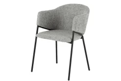 Design Stuhl NOBLESSE grau Chenille schwarzes Metallgestell
