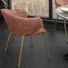 Design Stuhl NOBLESSE rosé Samt golden verchromtes Metallgestell Retro-Look