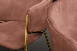 Design Stuhl NOBLESSE rosé Samt golden verchromtes Metallgestell Retro-Look