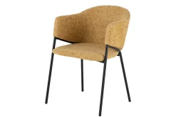Design Stuhl NOBLESSE senfgelb Chenille schwarzes Metallgestell