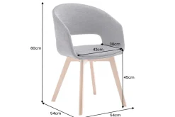 Design Stuhl NORDIC STAR grau Strukturstoff Massivholz mit Armlehne gepolstert