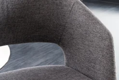 Design Stuhl NORDIC STAR grau Strukturstoff Massivholz mit Armlehne gepolstert