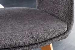 Design Stuhl NORDIC STAR grau Strukturstoff Massivholz mit Armlehne gepolstert
