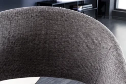 Design Stuhl NORDIC STAR grau Strukturstoff Massivholz mit Armlehne gepolstert