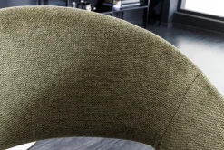 Design Stuhl NORDIC STAR grün Strukturstoff Massivholz schwarz mit Armlehne gepolstert