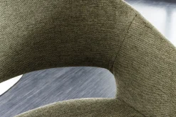 Design Stuhl NORDIC STAR grün Strukturstoff Massivholz schwarz mit Armlehne gepolstert