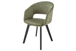 Design Stuhl NORDIC STAR grün Strukturstoff Massivholz schwarz mit Armlehne gepolstert