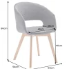 Design Stuhl NORDIC STAR antik grau Microfaser Massivholz schwarz mit Armlehne gepolstert