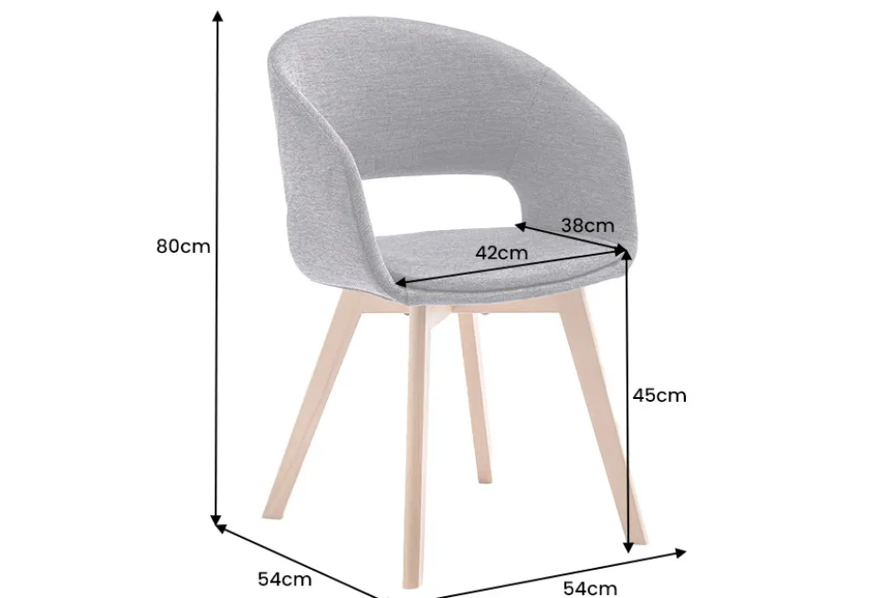 Design Stuhl NORDIC STAR antik grau Microfaser Massivholz schwarz mit Armlehne gepolstert