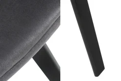 Design Stuhl NORDIC STAR antik grau Microfaser Massivholz schwarz mit Armlehne gepolstert