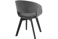 Design Stuhl NORDIC STAR antik grau Microfaser Massivholz schwarz mit Armlehne gepolstert