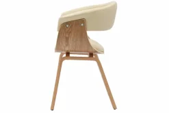 Design Stuhl ORGANIC natur Eiche creme beige Kunstleder mit Armlehnen
