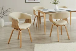 Design Stuhl ORGANIC natur Eiche creme beige Kunstleder mit Armlehnen
