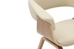 Design Stuhl ORGANIC natur Eiche creme beige Kunstleder mit Armlehnen