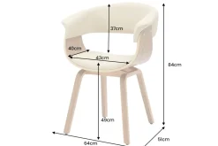 Design Stuhl ORGANIC natur Eiche creme beige Kunstleder mit Armlehnen