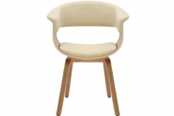 Design Stuhl ORGANIC natur Eiche creme beige Kunstleder mit Armlehnen