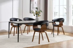 Design Stuhl ORGANIC schwarz Walnuss Kunstleder mit Armlehnen