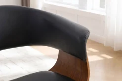 Design Stuhl ORGANIC schwarz Walnuss Kunstleder mit Armlehnen