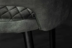 Design Stuhl PARIS grün Samt mit Armlehnen Ziersteppung goldene Fußkappen
