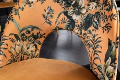 Design Stuhl PRÊT-À-PORTER gelb Samt florales Muster und goldene Fußkappen