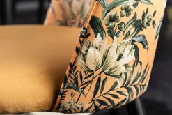 Design Stuhl PRÊT-À-PORTER gelb Samt florales Muster und goldene Fußkappen