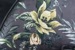 Design Stuhl PRÊT-À-PORTER grau Samt florales Muster und goldene Fußkappen