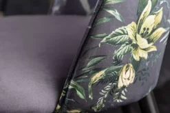 Design Stuhl PRÊT-À-PORTER grau Samt florales Muster und goldene Fußkappen
