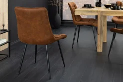 Design Stuhl ROADSTAR antik braun schwarze Metallbeine