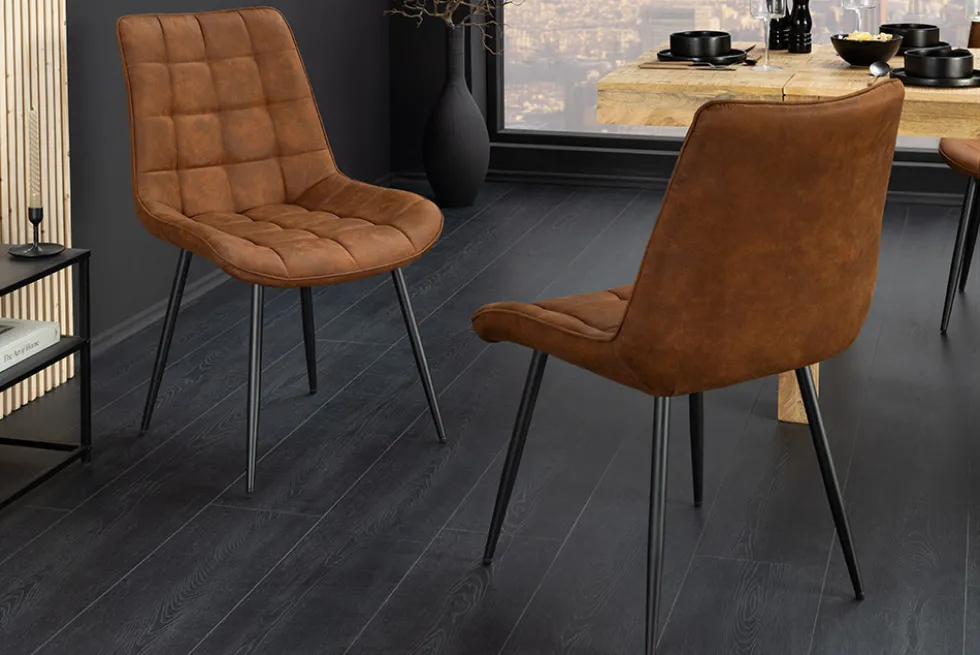 Design Stuhl ROADSTAR antik braun schwarze Metallbeine