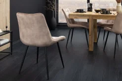 Design Stuhl ROADSTAR champagner greige Samt schwarze Metallbeine