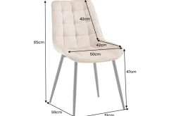 Design Stuhl ROADSTAR champagner greige Samt schwarze Metallbeine