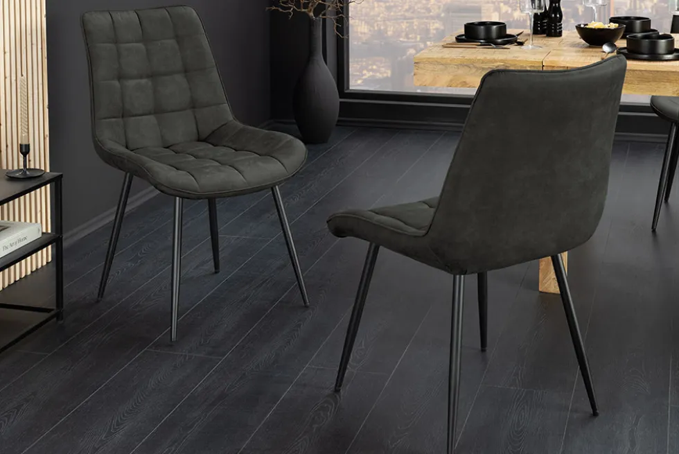 Design Stuhl ROADSTAR grau schwarze Metallbeine