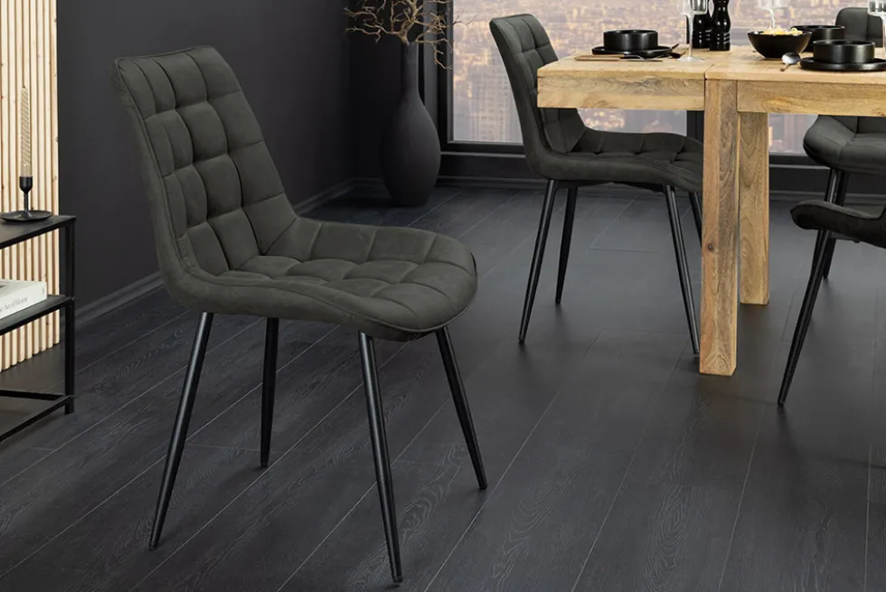 Design Stuhl ROADSTAR grau schwarze Metallbeine