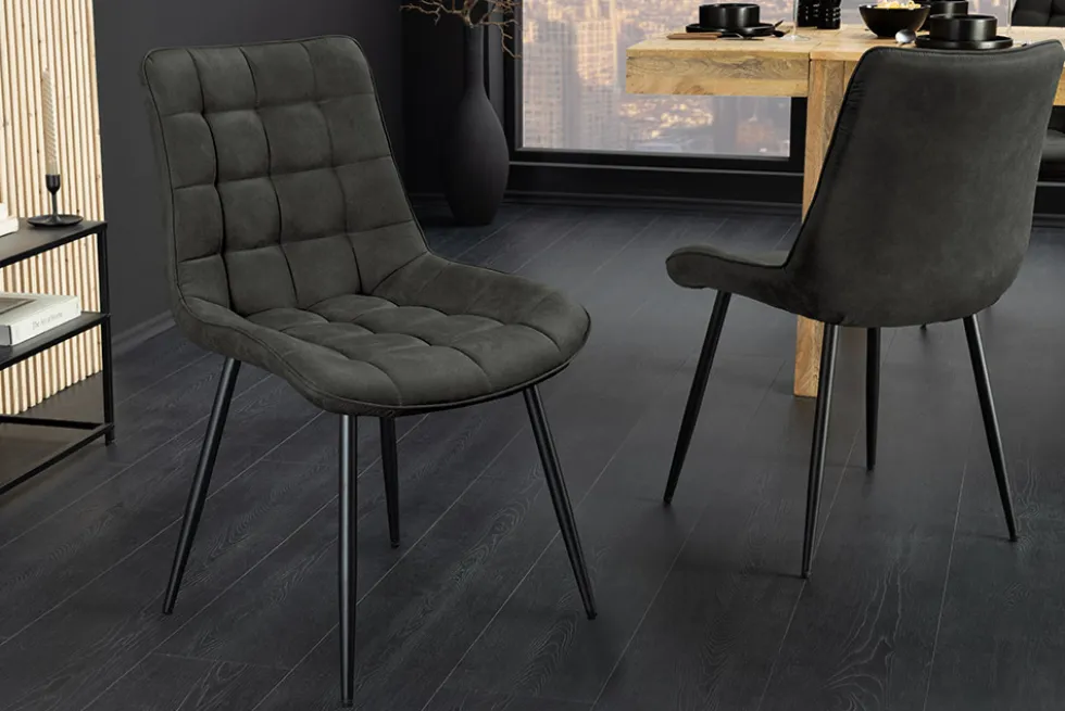 Design Stuhl ROADSTAR grau schwarze Metallbeine