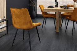 Design Stuhl ROADSTAR senfgelb Samt schwarze Metallbeine