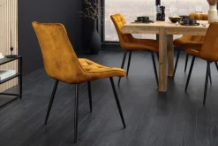 Design Stuhl ROADSTAR senfgelb Samt schwarze Metallbeine