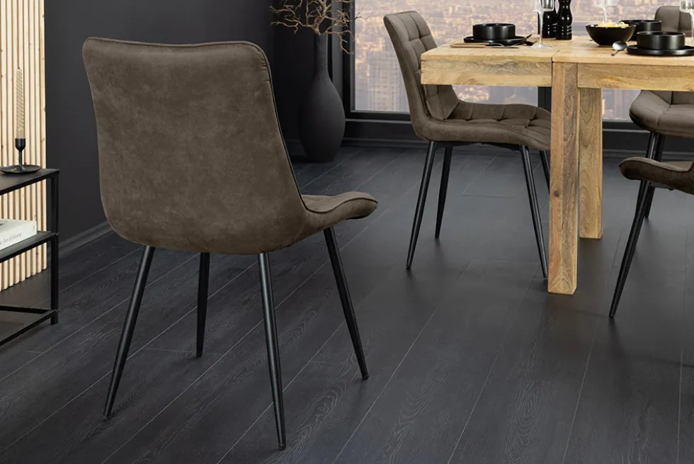 Design Stuhl ROADSTAR taupe schwarze Metallbeine