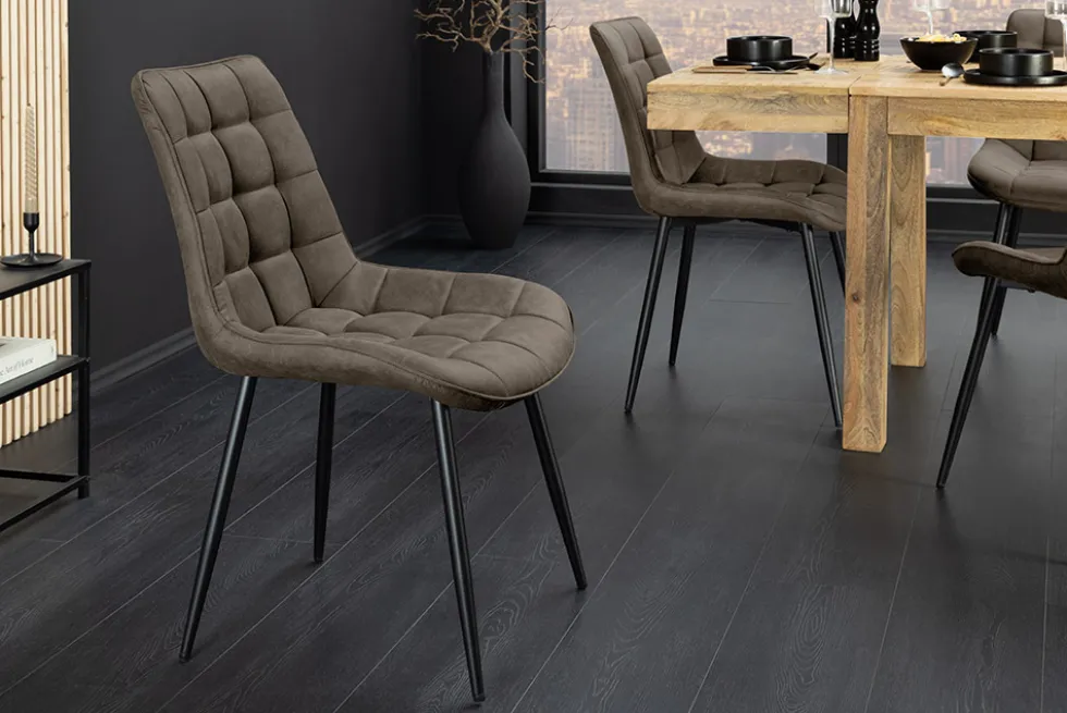 Design Stuhl ROADSTAR taupe schwarze Metallbeine