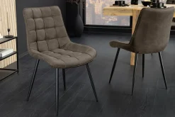 Design Stuhl ROADSTAR taupe schwarze Metallbeine